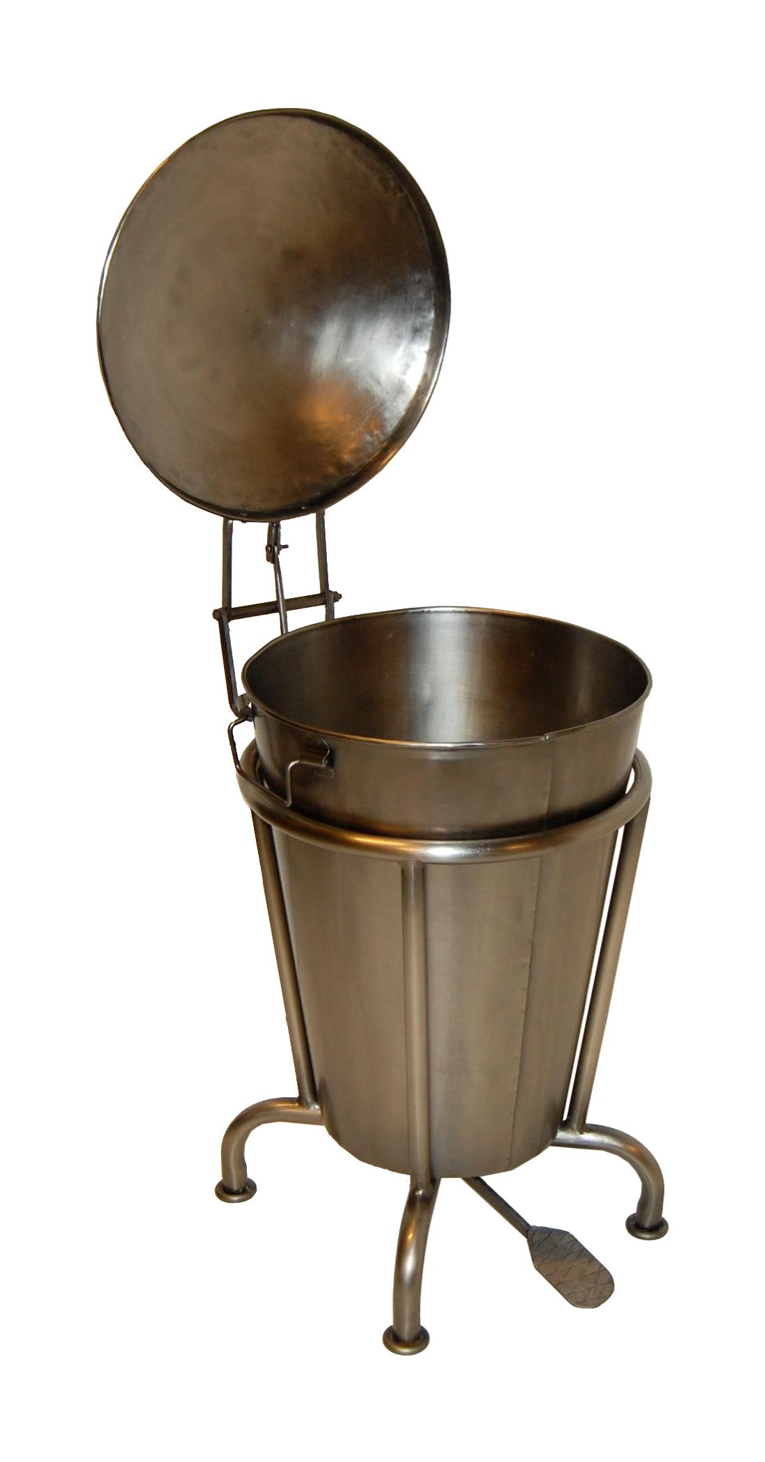 Treteimer-Metall-vontage2 Treteimer Vintage Abfalleimer Industrial Silber Groß Poliert