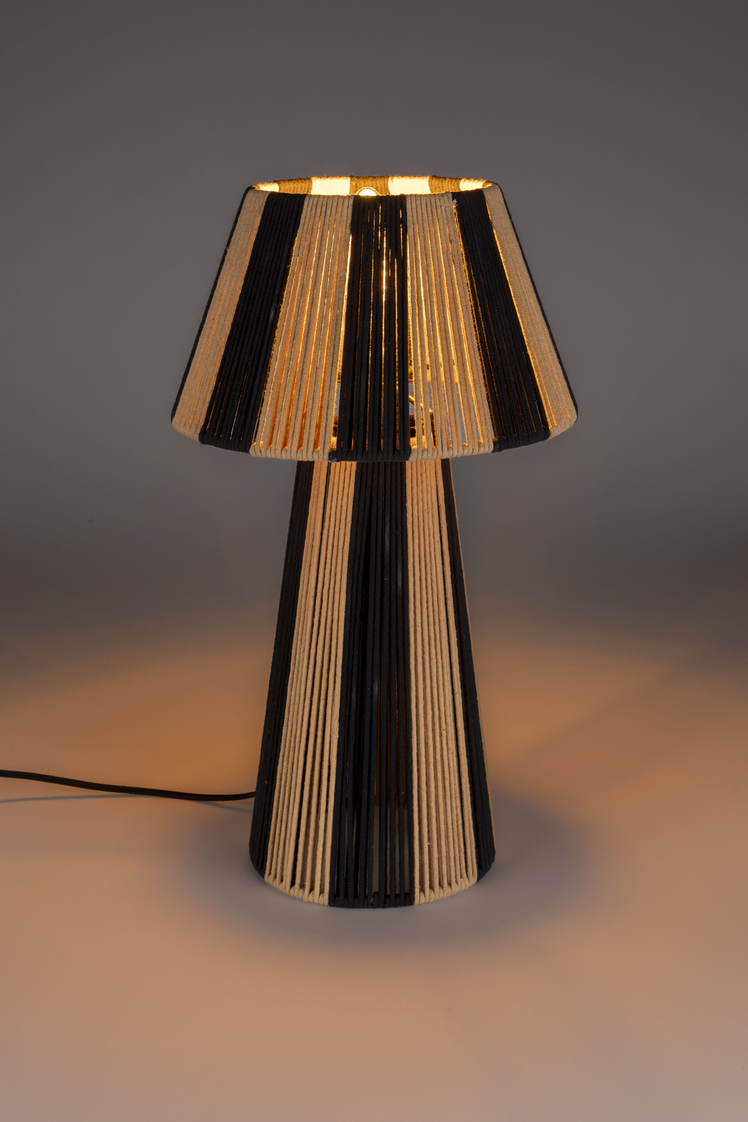 Retro Tischlampe Stripe It Up Schwarz Beige