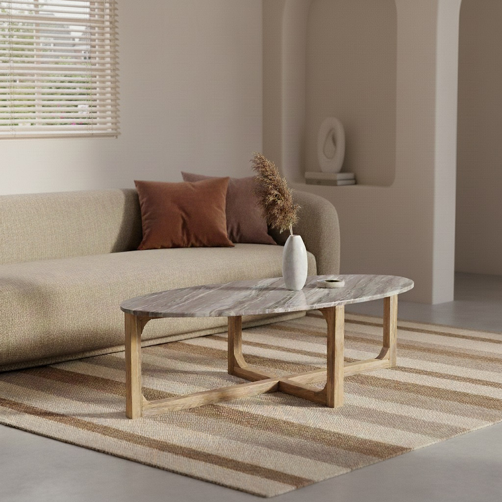 Retro Couchtisch Marble Marmor oval