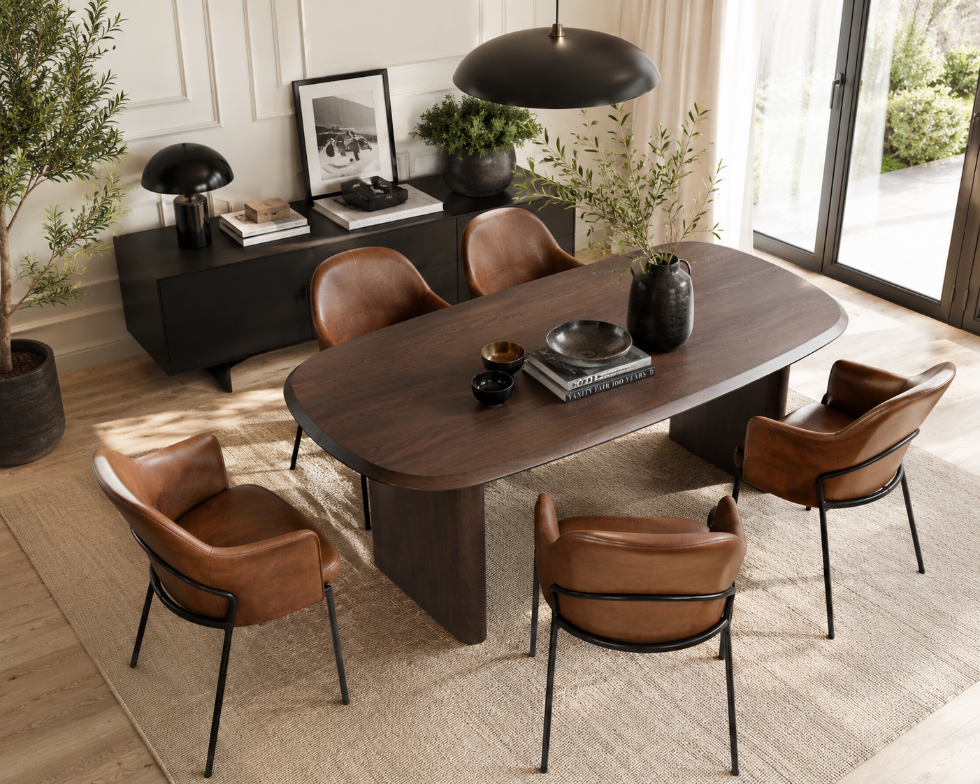 Retro Esstisch Ellipse Nussbaum 180 