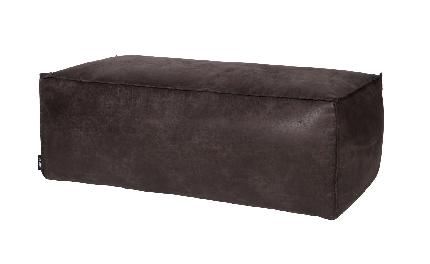 Hocker Leder Rodeo Pouf Schwarz