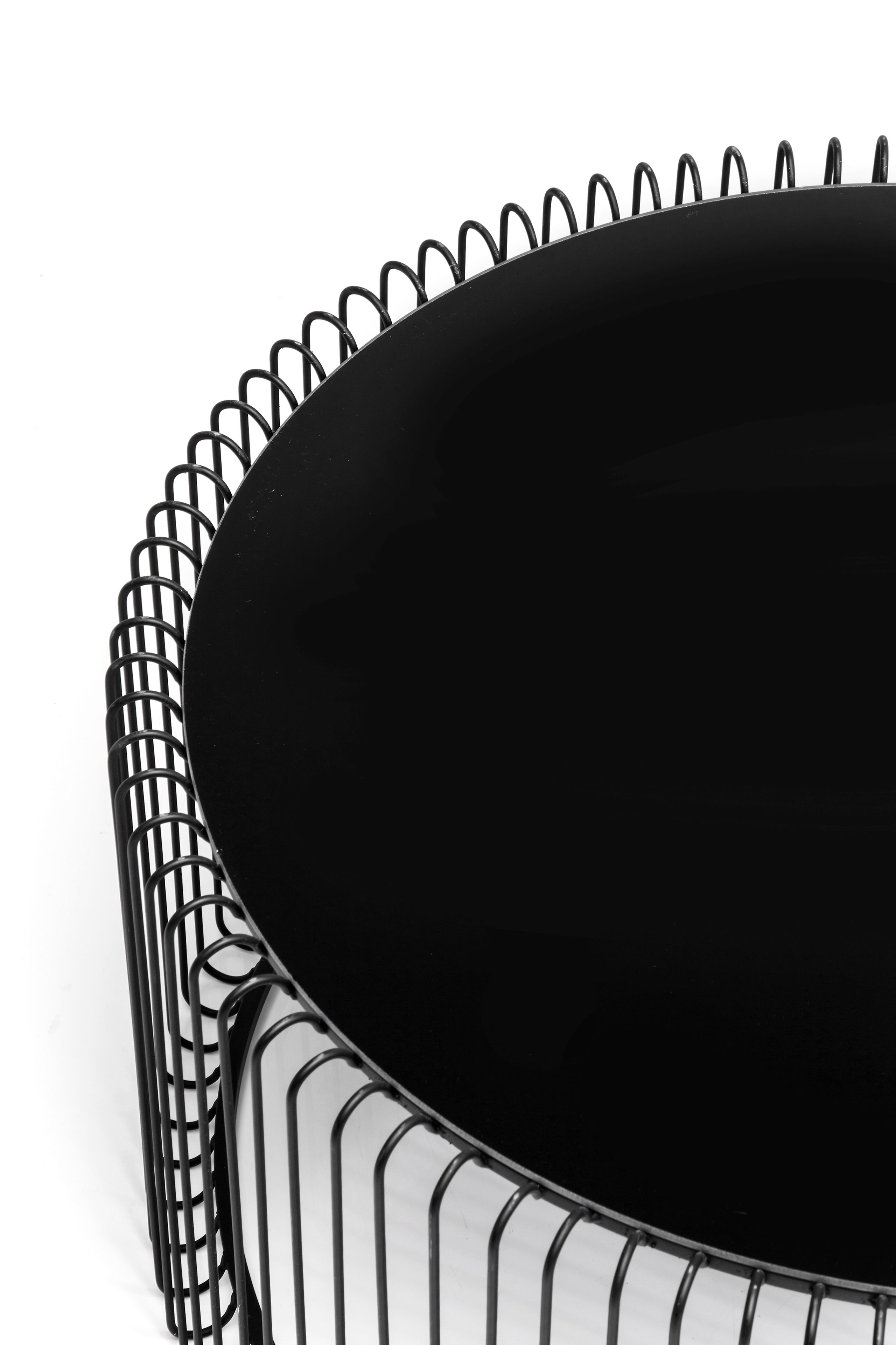 Couchtisch Wire Schwarz Flach Spiegelglasplatte 2 Größen