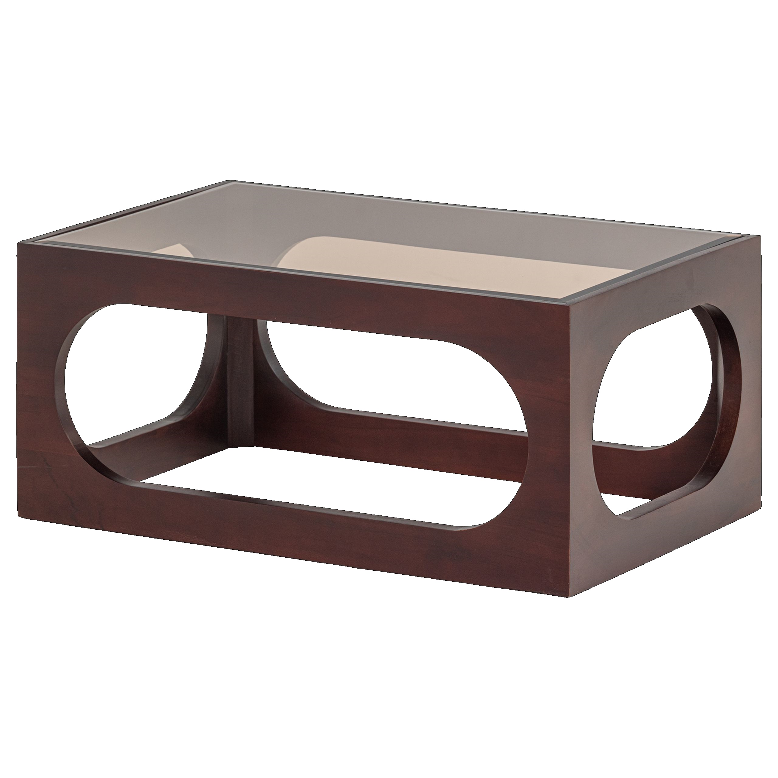 Retro Couchtisch Trax Akazienholz Glasplatte Rechteckig