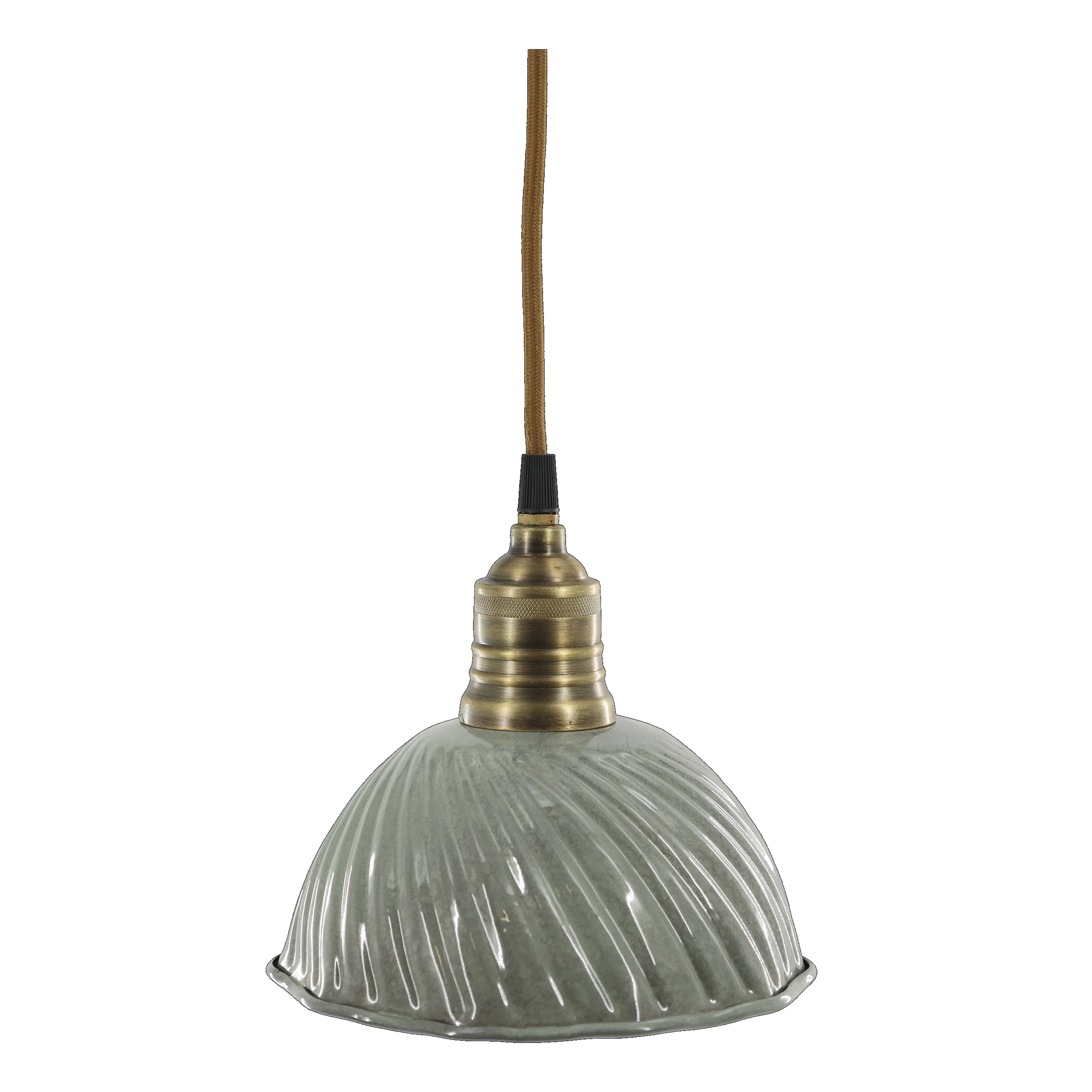 Vintage Hängelampe Lunel Emaille Opal Messingfassung Modell 1