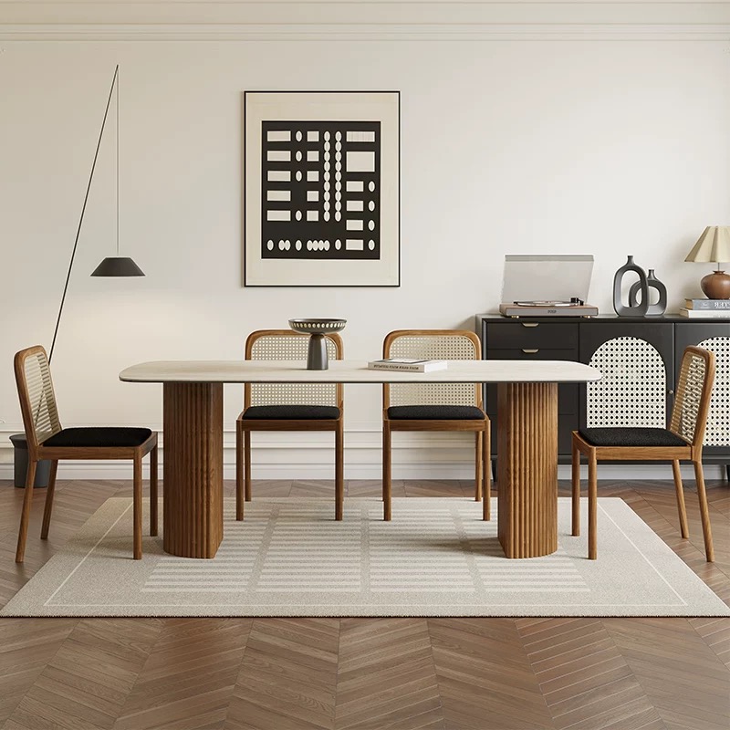 Esstisch Travertin Keramik Roma Säulen Eschenholz