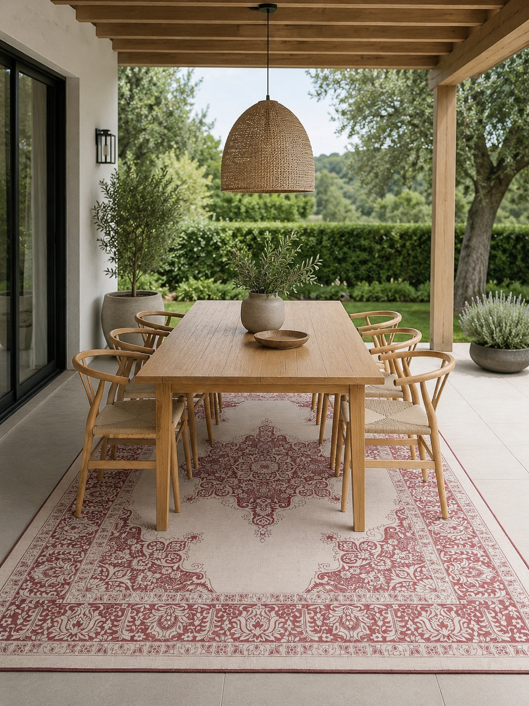 Outdoor Teppich Coventry Persermuster Rot 170 x 240