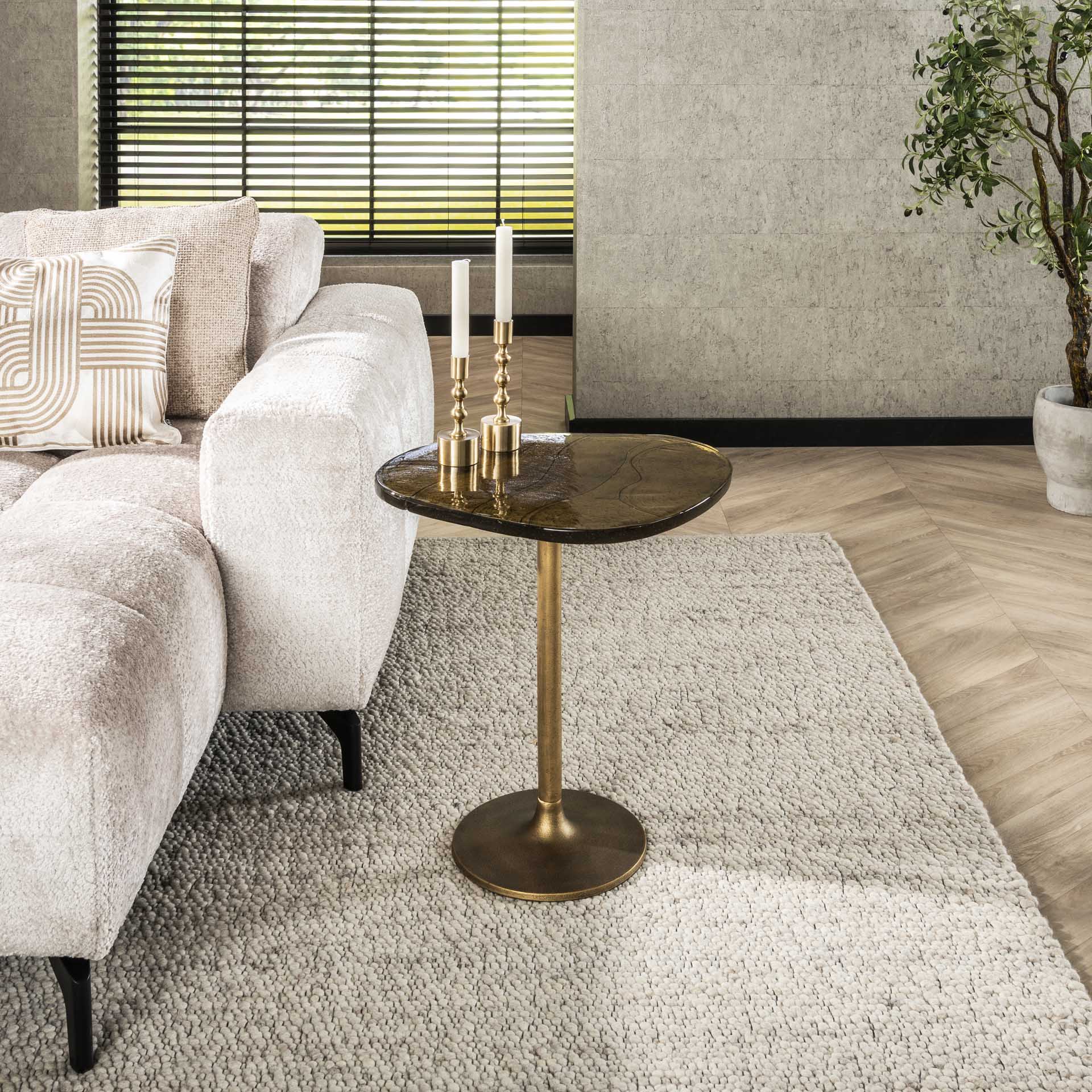 Retro Beistelltische Eclipse Glas Metall Antik-Gold M