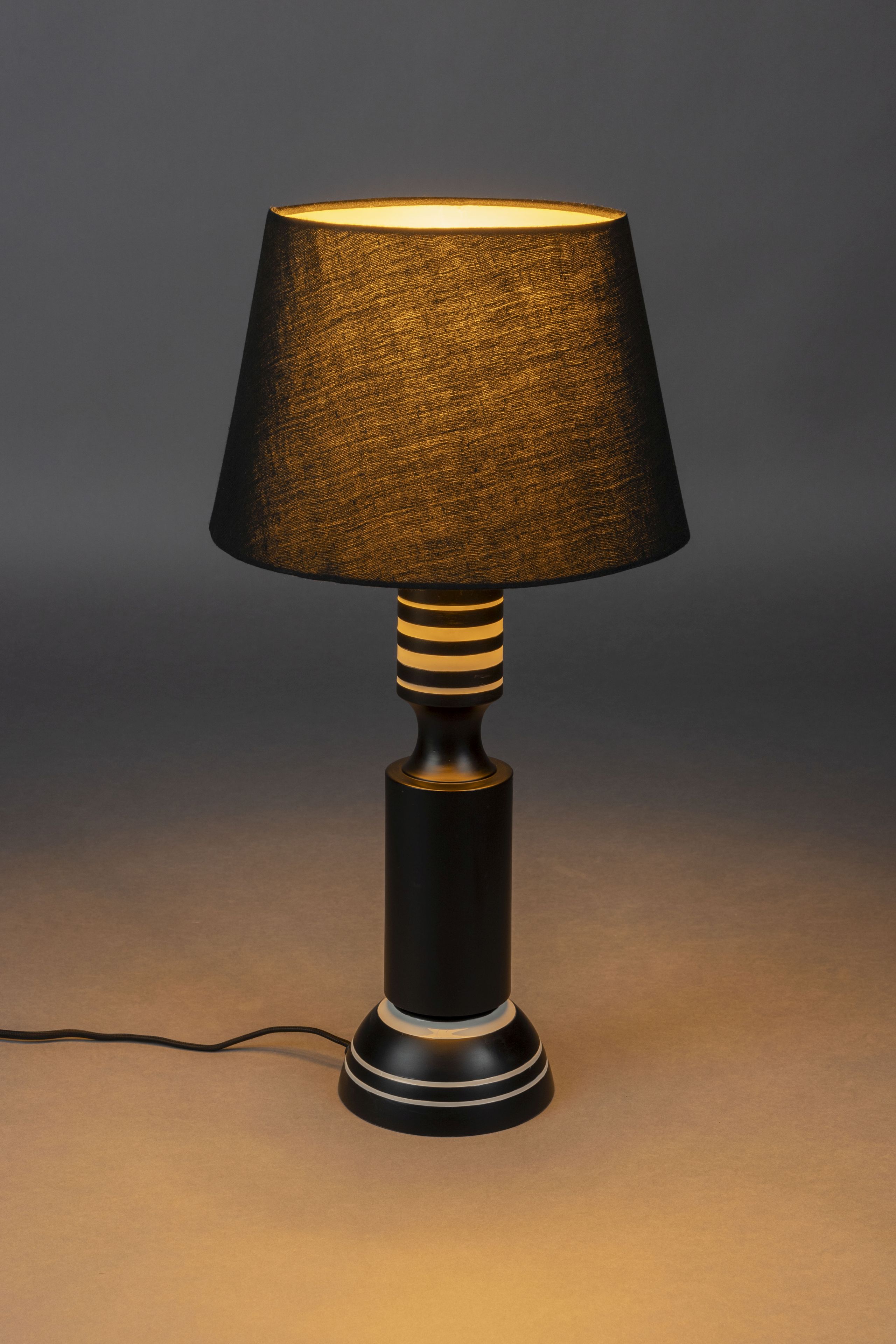 Retro Tischlampe Virgil Schwarz Weiß 60 cm