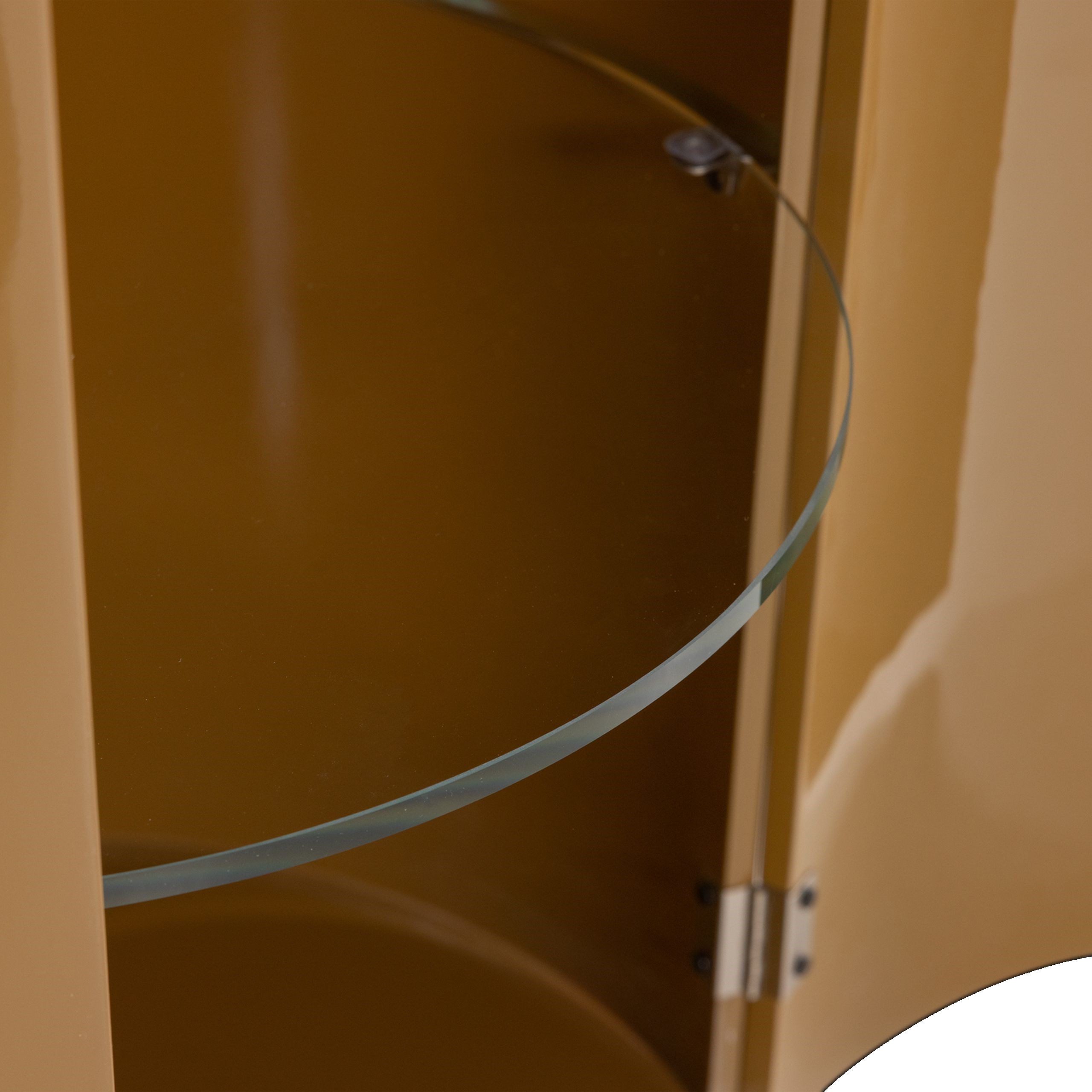 Retro Schrank Kommode Hausbar Sera Rund in Hochglanz-Finish Honiggelb