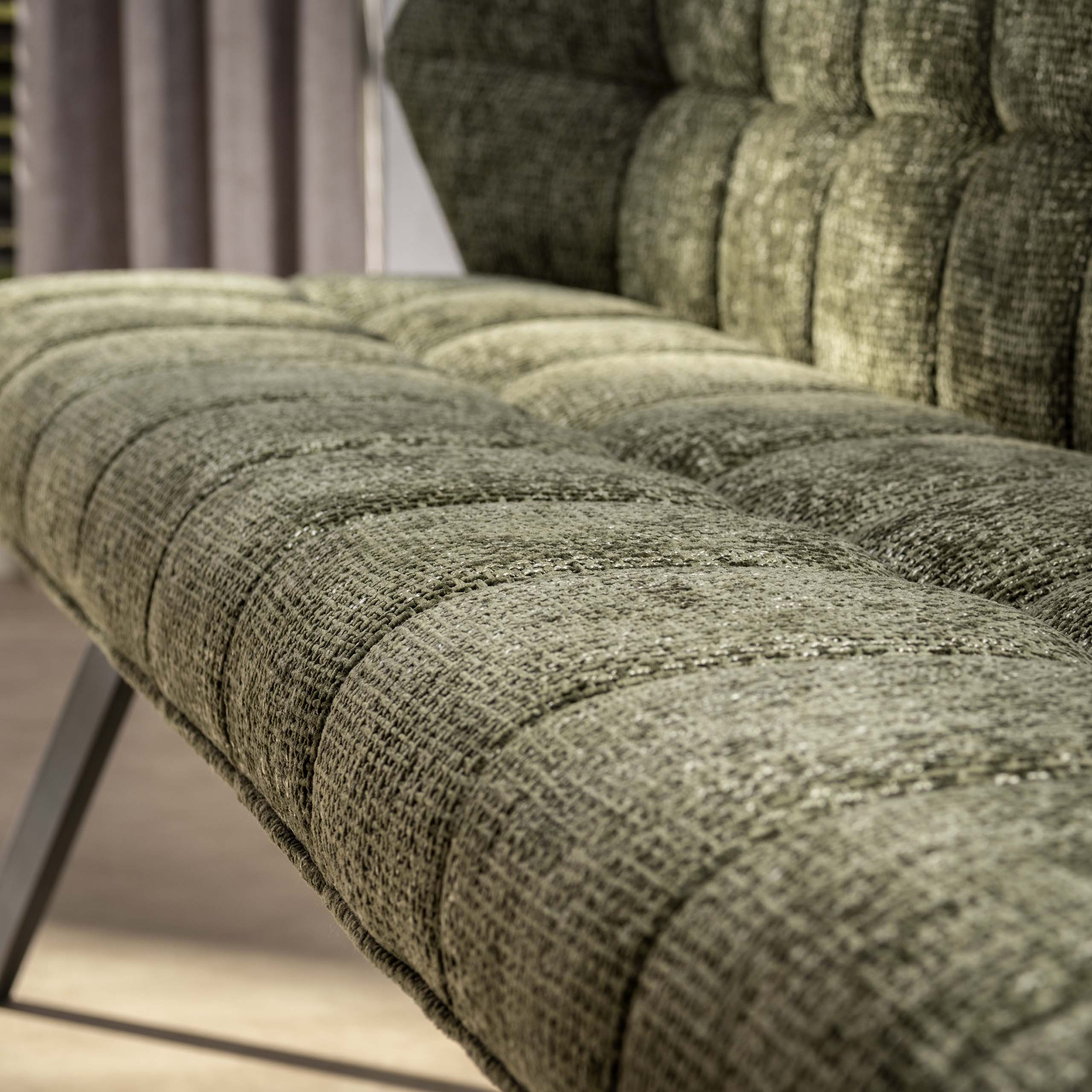 Esstischbank Polsterbank Raster Struktur 180 Industrial Grün