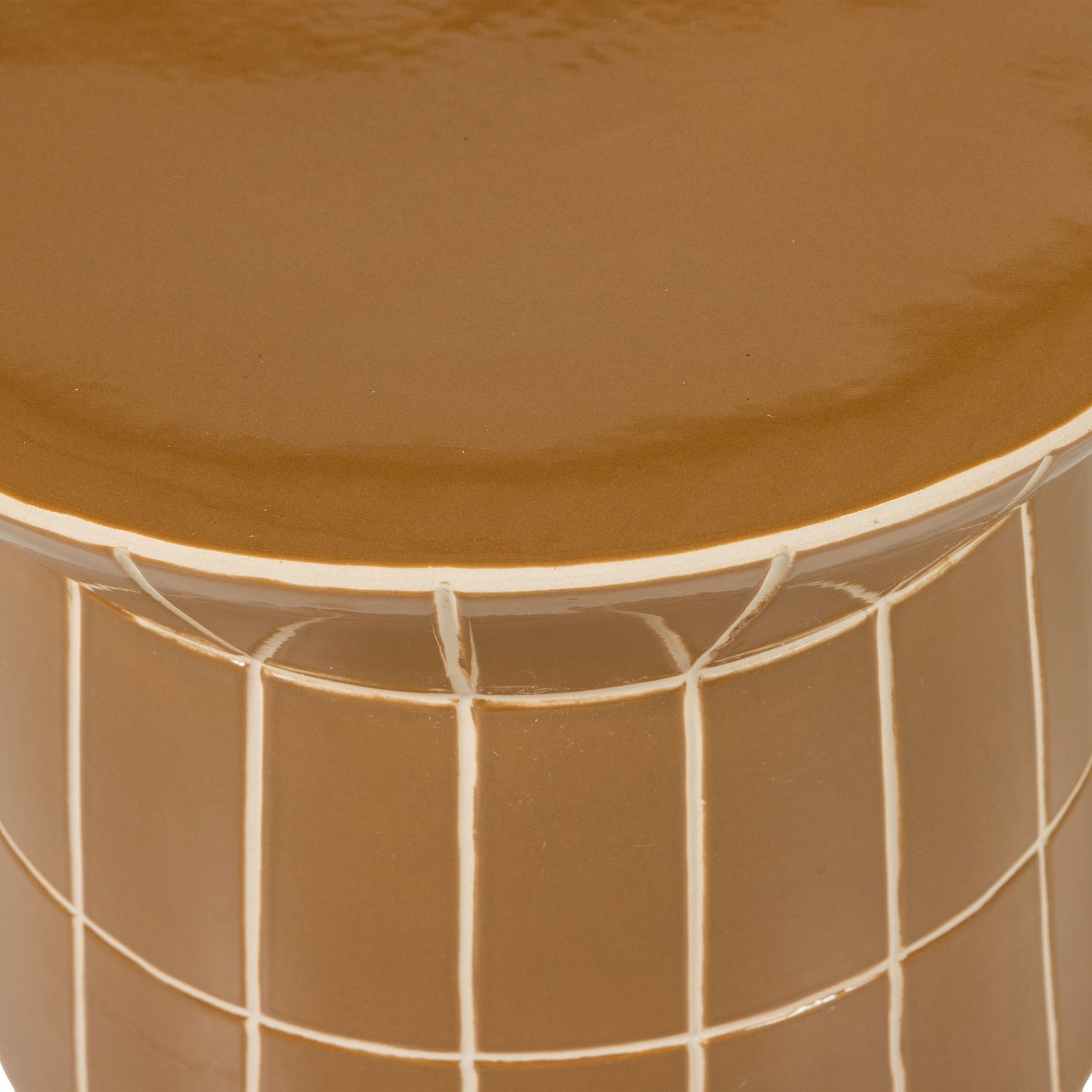 Retro Beistelltisch Plu Keramik Geometrisch Honiggelb