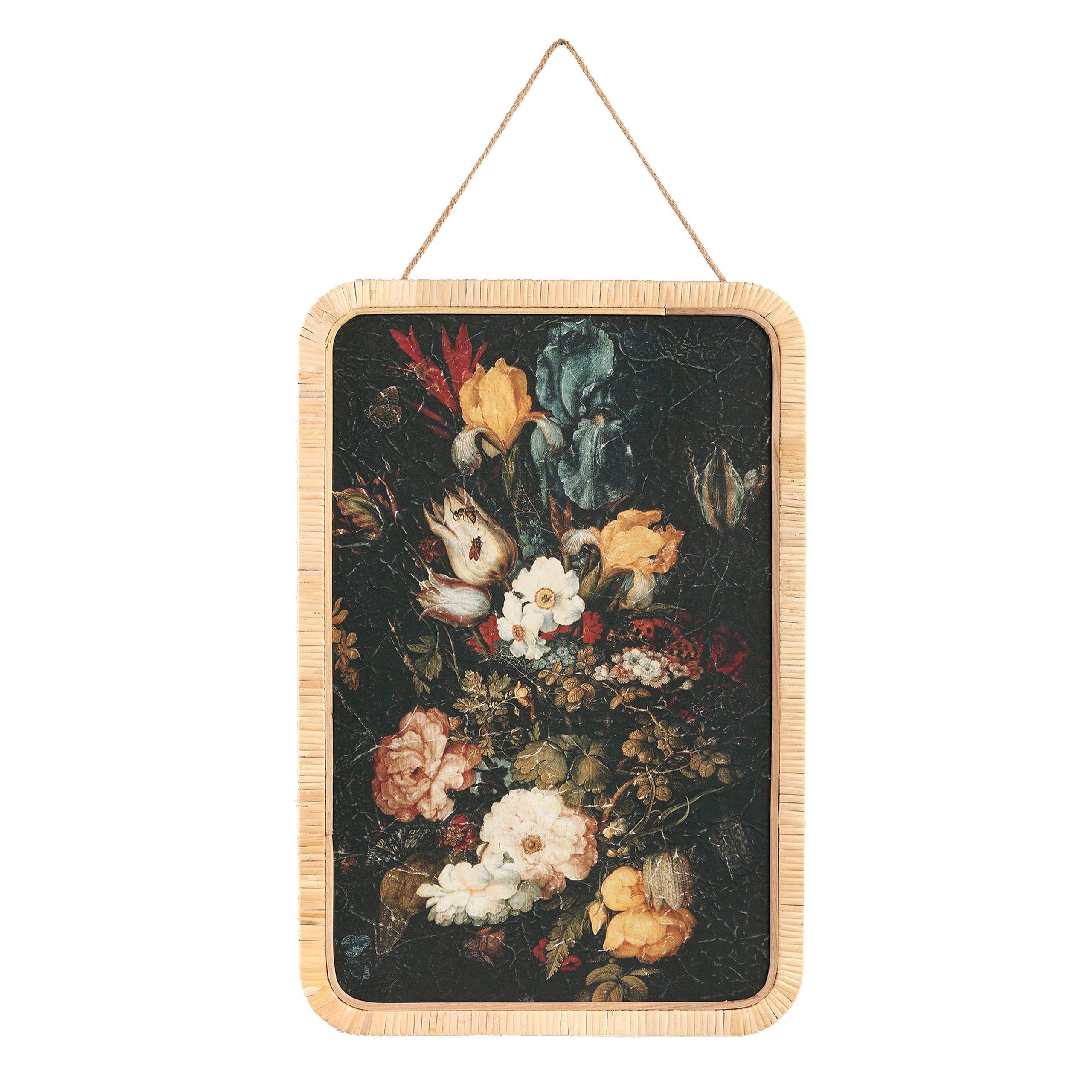 Wandbild Italienische Romantik Flora & Fauna Rattanrahmen Flores