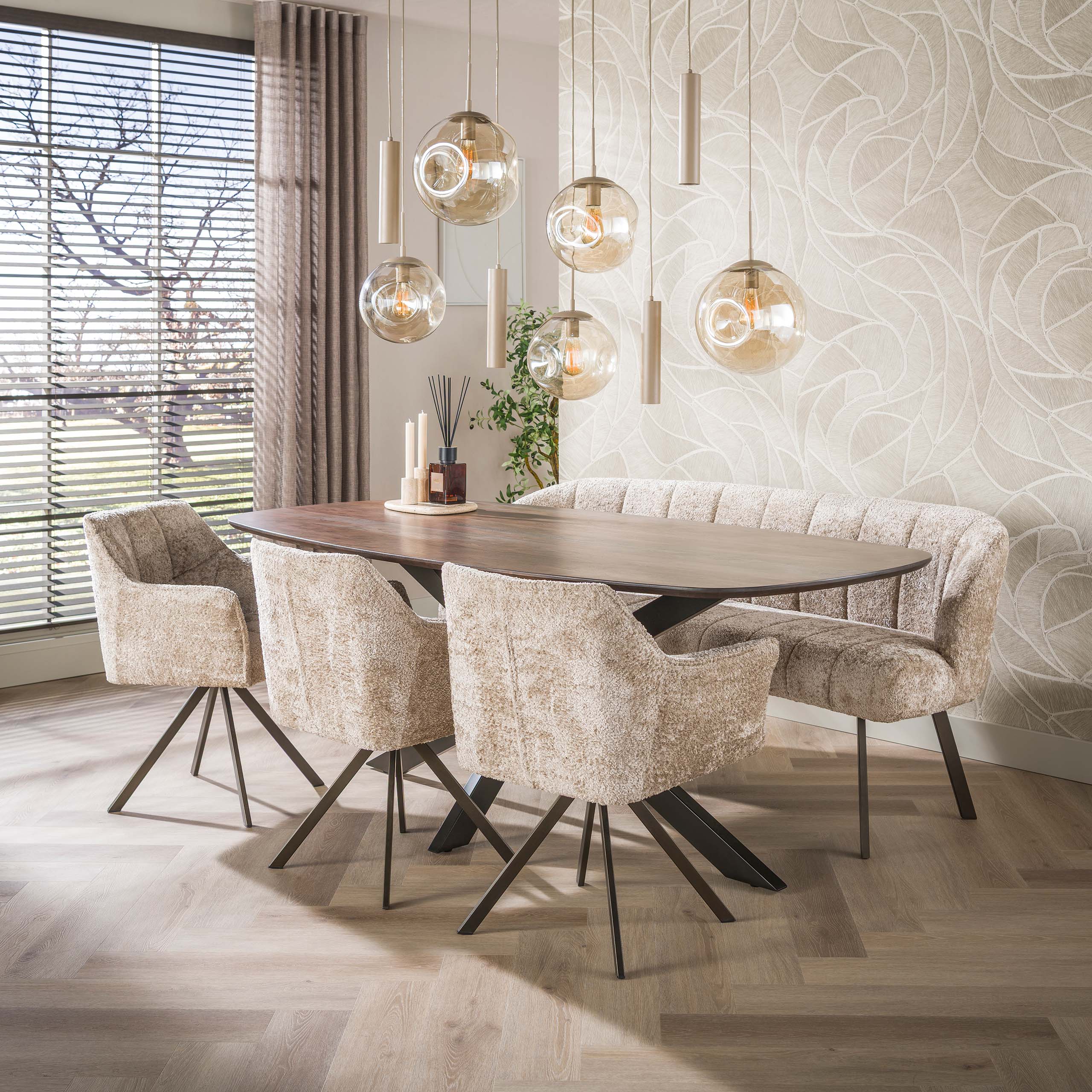 Esstischbank Polsterbank Oval Sand 190 Industrial Alura Sand