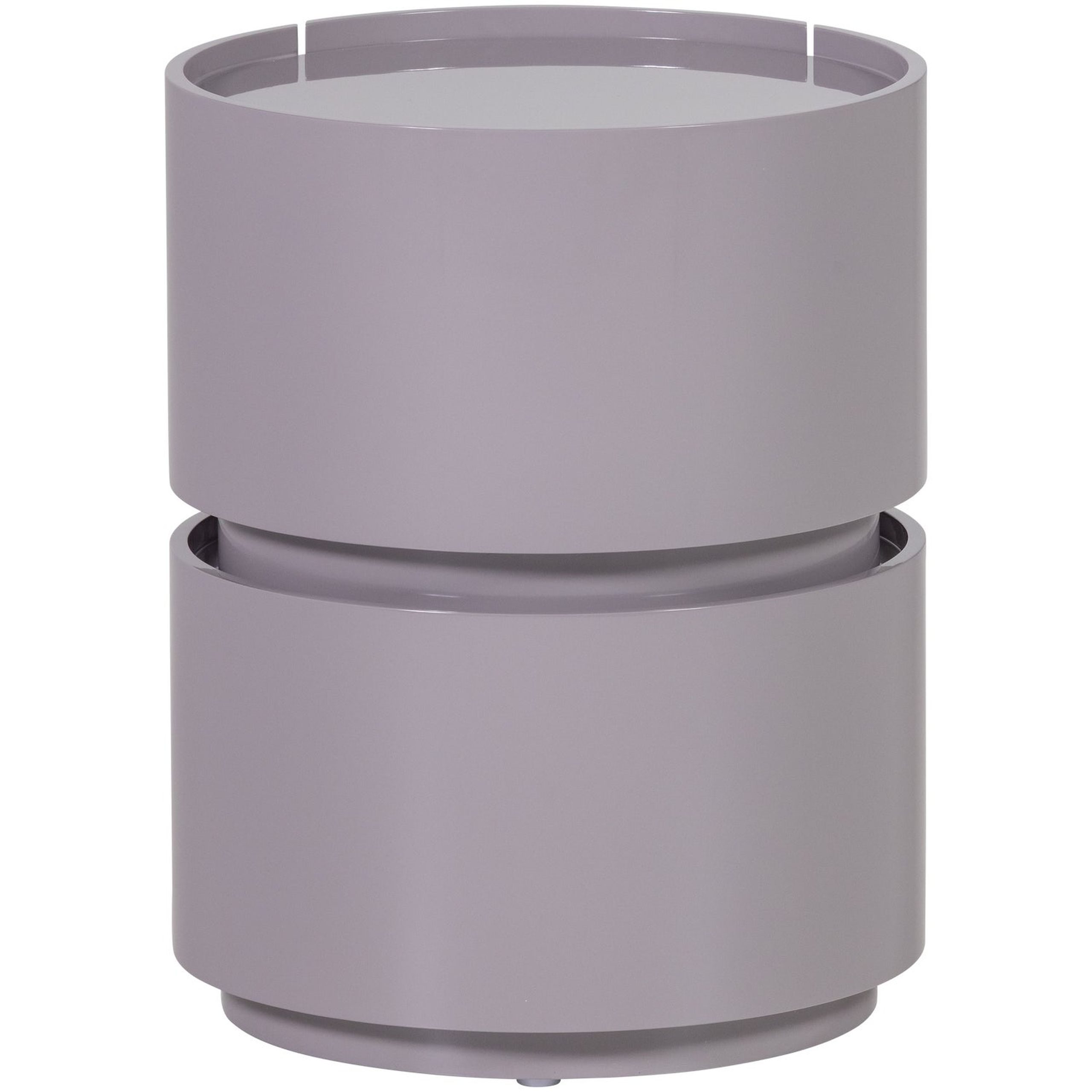 Retro Nachttisch Lunex Rund 2 Schubladen Mauve