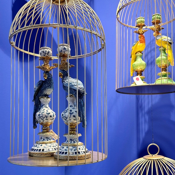 Deko Käfig Metall Gold mit Aufhängung 65 cm