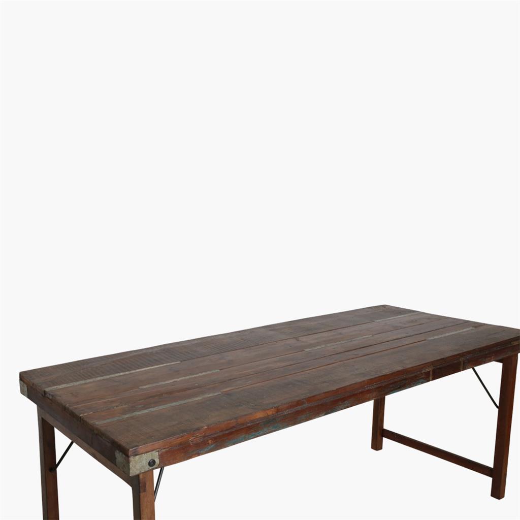 taow00094dxl_3 Esstisch Outdoortisch 190/80 cm Markttisch Vintage Klapptisch Braun