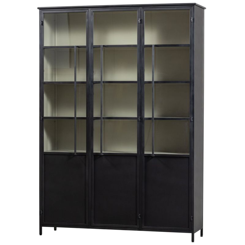 Vitrine Metallschrank Exhibit Industrial Metall / Glas Khaki